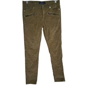 Lucky Brand Charlie Skinny Olive Green Corduroy Pants‎  Womens 6/28 back logo E7